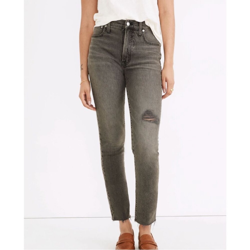 MADEWELL The Perfect Vintage Jean Grey Faded Black Distressed Denim Size 25